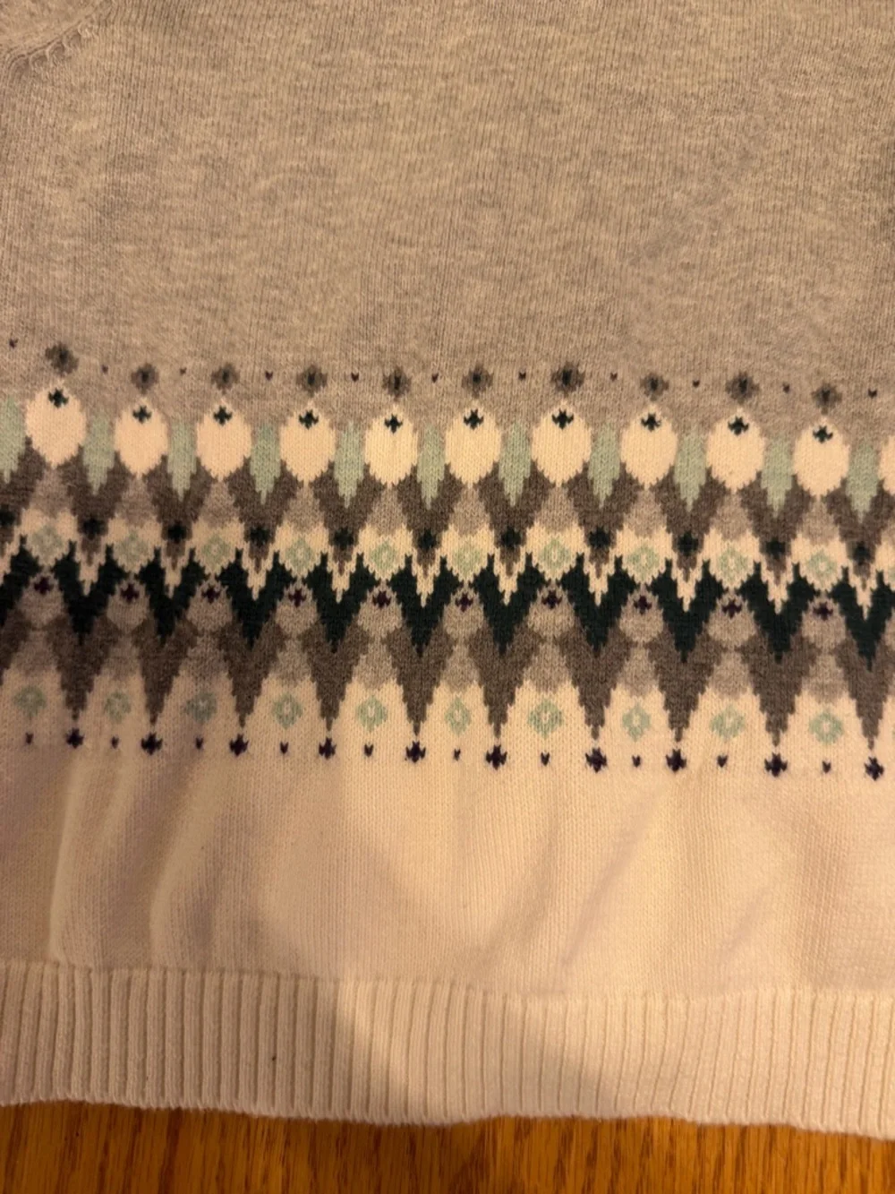 Gymboree Gray and White Hooded Zip Cardigan with Fair Isle Size 7/8